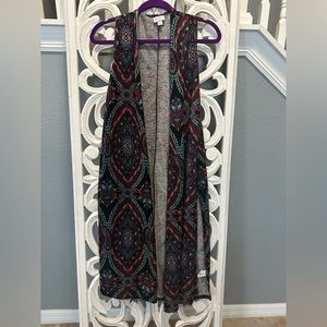 NWT LulaRoe Joy Duster vest Black with print